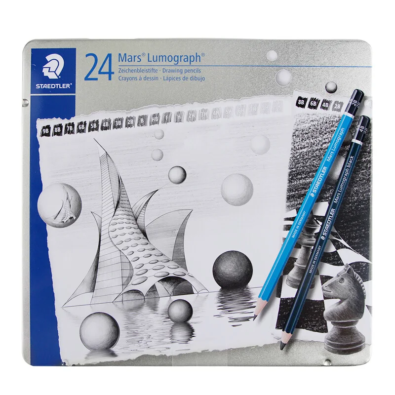 1 Набор Staedtler Lumograph графит рисунок эскизов карандаши 100 G12 6/12/20/24 градуса Олово чехол студент письменный стол/товары для рукоделия