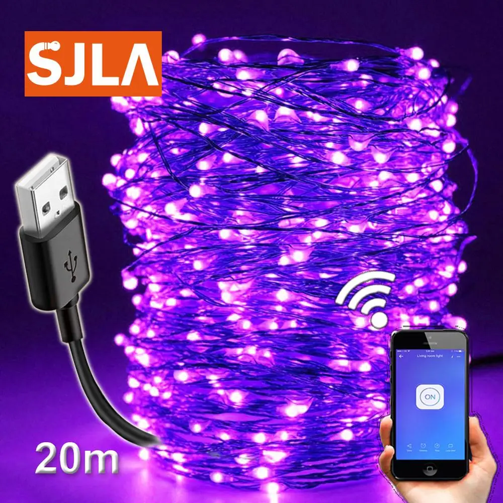 20 м Ультрафиолетовый светодиодный черный светильник лампочка USB УФ струнная