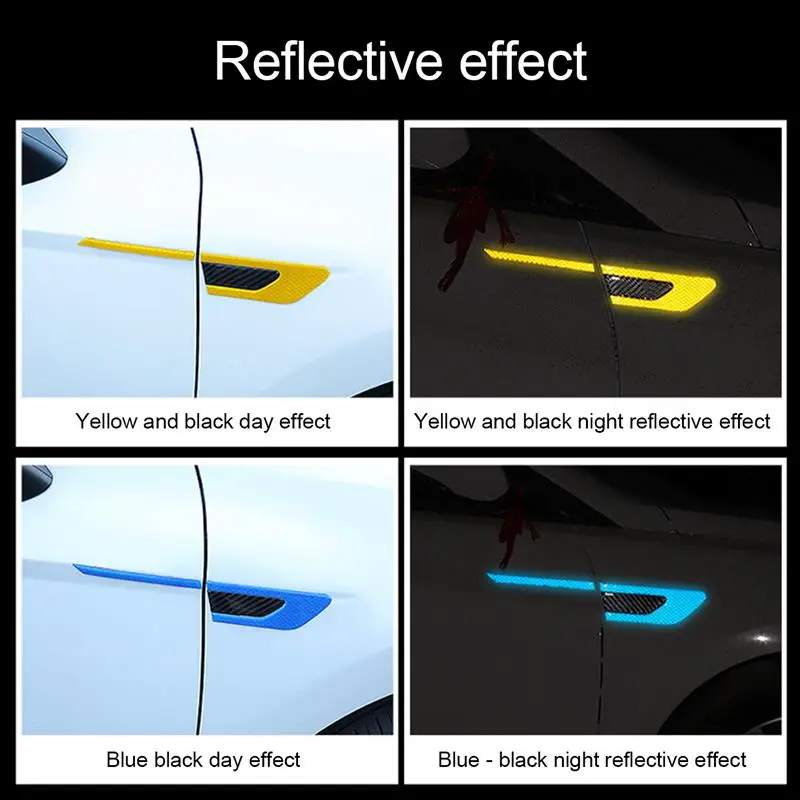 

6Pcs Carbon Fiber Car Anti-collision Protective Reflective Sticker Reflective Strip Covering Scratch Car Styling Accessories