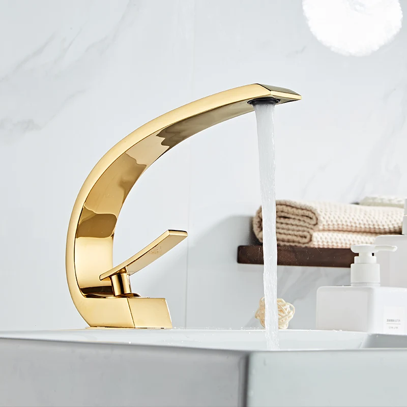 

Bathroom Basin Faucet Brass Hot and Cold Water Mixer Tap Single Handle Wash Basin Waterfall Faucet Modern Bathroom Mixer Tap