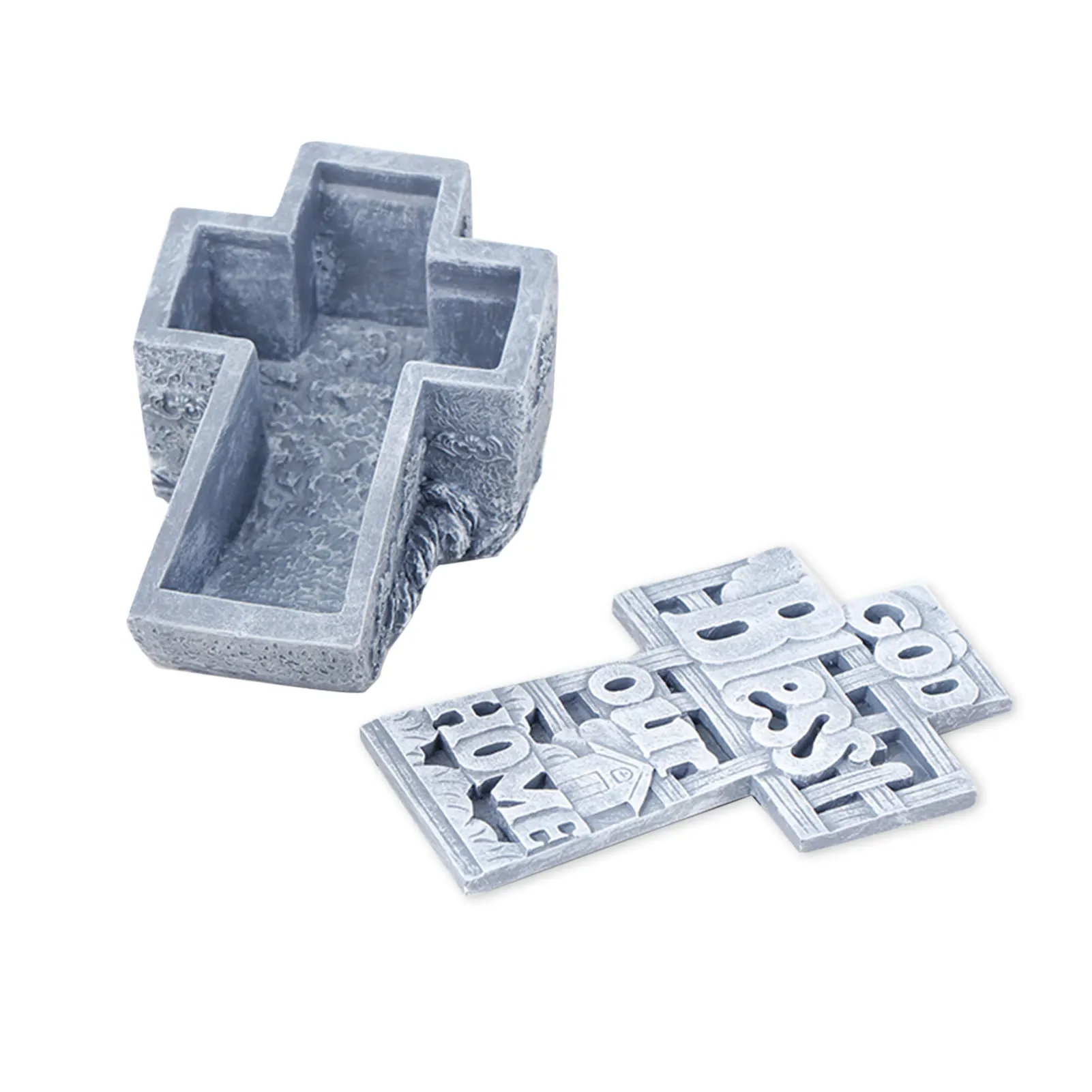 

Новый чехол с христианским крестом для хранения, украшение из смолы с Иисусом, украшение для дома, религиозное украшение с надписью God Bless Our ...