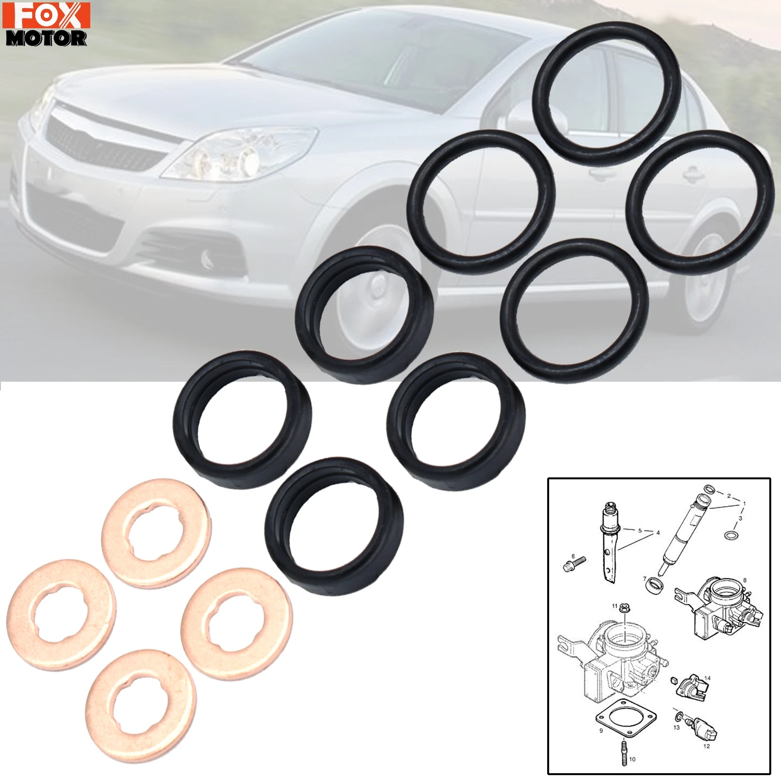 DIESEL PETROL ENGINE FUEL INJECTOR SEAL ORING WASHER KIT FOR OPEL VAUXHALL ASTRA VECTRA SIGNUM ZAFIRA FRONTERA 2000 2001 - 2008