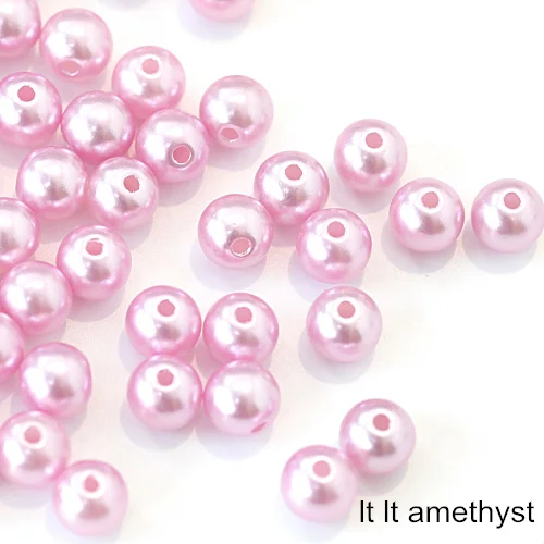 lt lt amethyst Много цветов ABS имитация жемчуга круглые бусины с дырочками DIY браслет серьги Подвески швейные бусы ожерелье Изготовление ювелирных изделий B3625 - Цвет: lt lt amethyst
