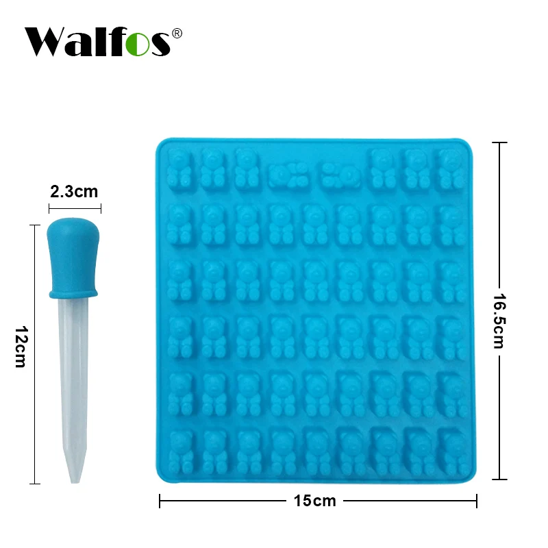 WALFOS Silicone Forms Silicone Mold Gummy Bear Shape Bear Mould Jelly Bear Cake Candy Trays With Dropper Rubber Chocolate images - 6