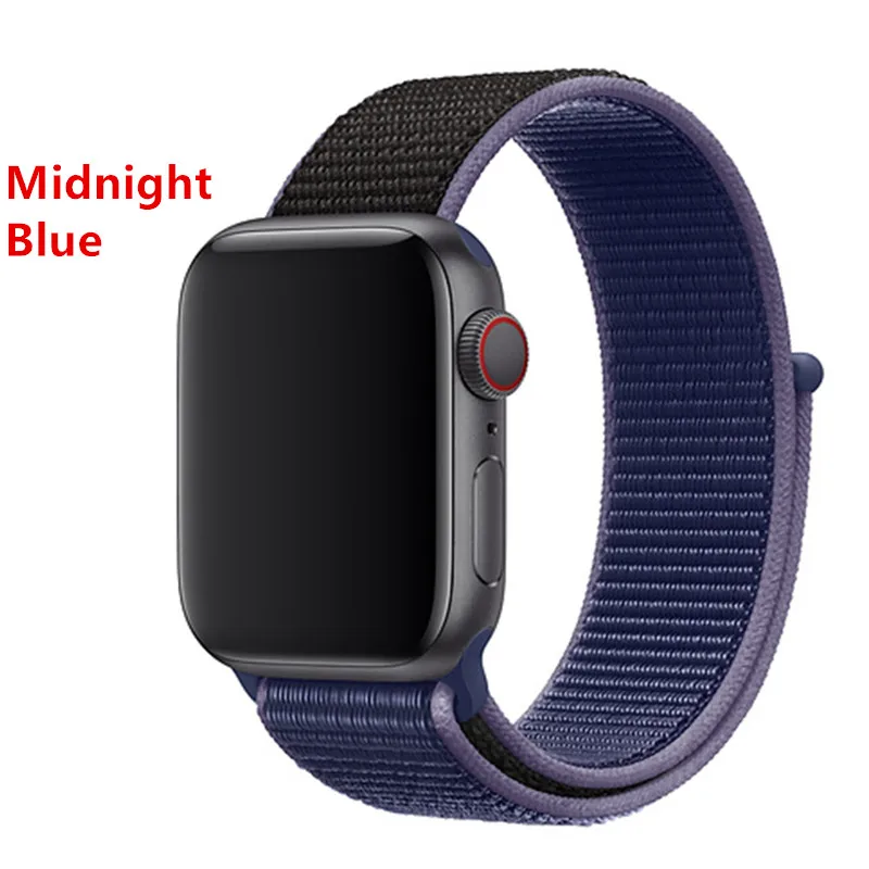 Midnight Blue 7 new Ремешок для apple watch band 42 мм 38 мм iwatch 4 band 44 мм 40 мм apple watch 4 3 2 1 нейлоновая петля спортивный браслет correa аксессуары - Цвет ремешка: Midnight Blue 7 new