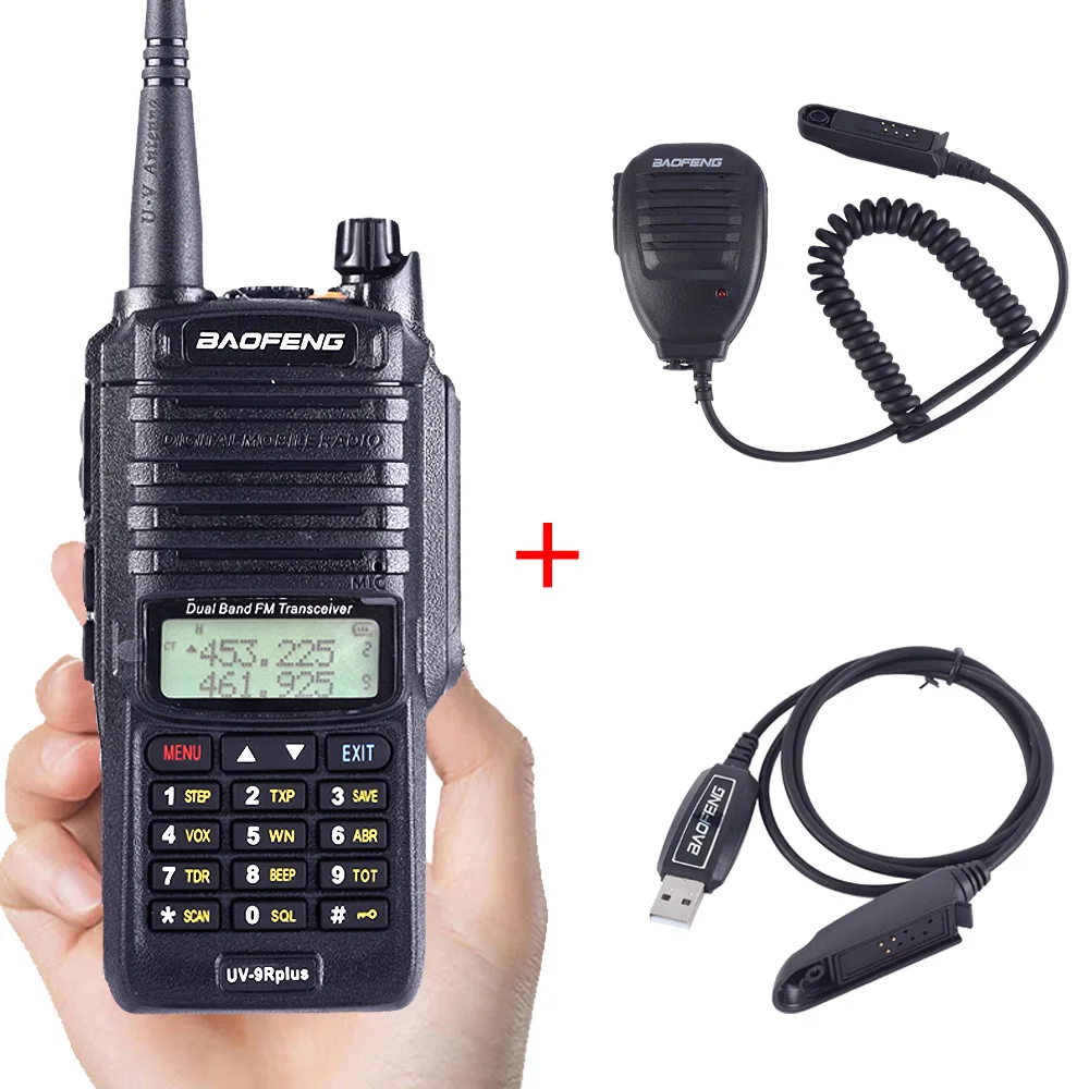 UV-9RP-mic-cable Baofeng UV-9R plus высокая мощность обновление водонепроницаемый IP67 walkie talkie 10 Вт для двухсторонней радиосвязи дальность 10 км 4500 мАч UV 9R plus - Цвет: UV-9RP-mic-cable