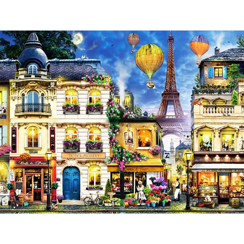 

Diamond Painting Town Full Square/Round Drill Cross Stitch 5D Diamond Embroidery Landscape Mosaic House Home Decoration