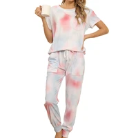 2021 new jogging tracksuit sport set plus size loose casual wear tie dye home clothes two piece set women pajamas stayhome style