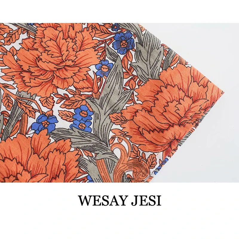 

WESAY JESI Women's Summer Sundresses Long Dress Woman Vintage Floral Print Elastic Bow Strap Chic Sleeveless Off Shoulder Female