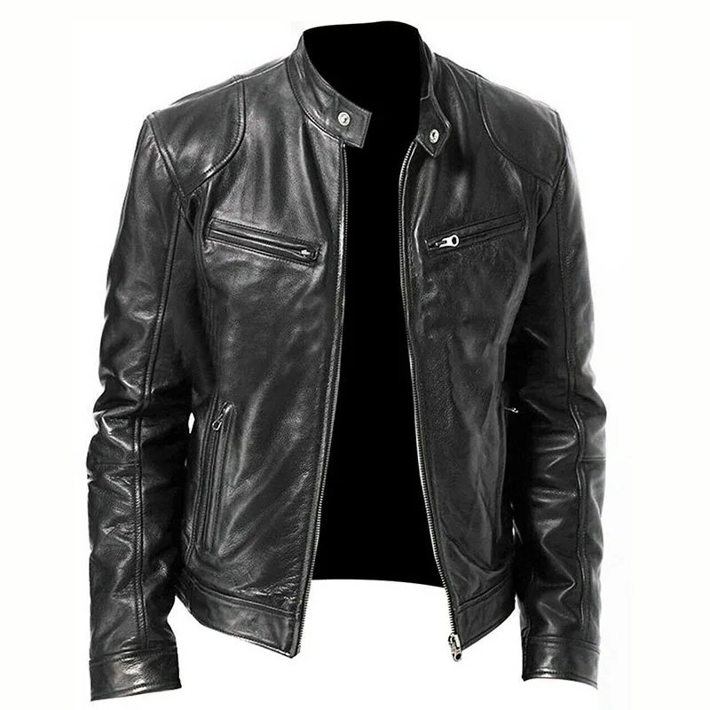 Мужская куртка из искусственной кожи облегающие байкерские куртки пальто весна