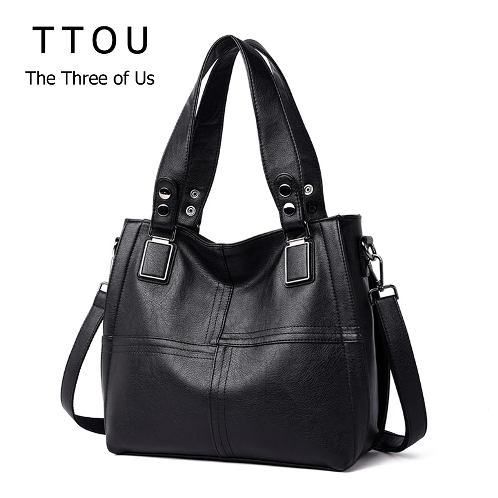 

2021 модные роскошные женские качественные сумки через плечо из искусственной кожи, вместительные женские сумки-тоуты, однотонные простые же...