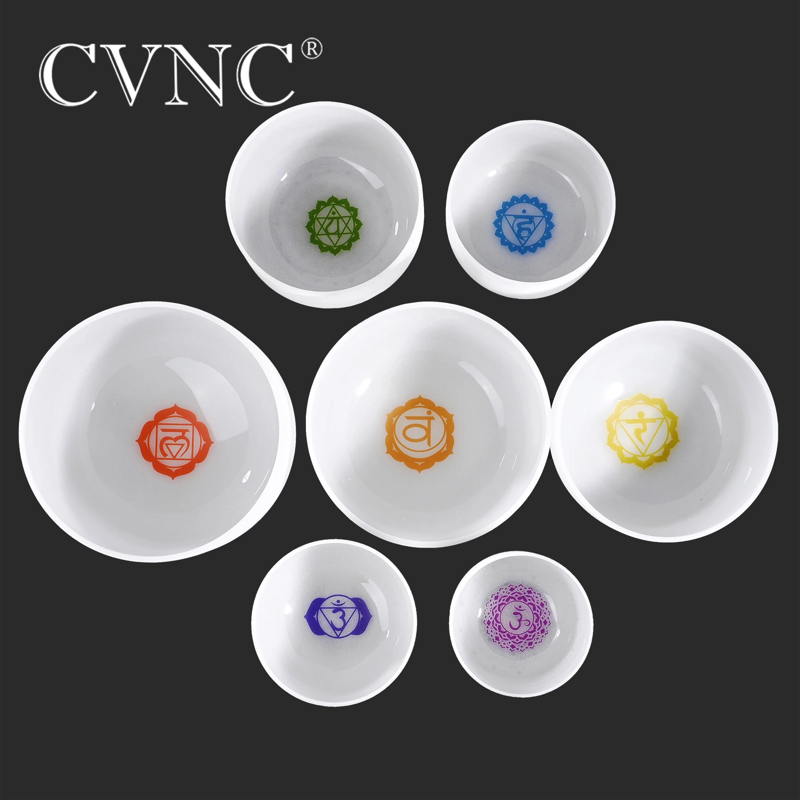 CVNC чакра настроенная Набор из 7 шт 6 "-12" матовые кварцевые хрустальные поющие