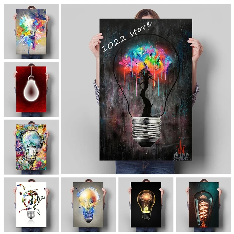 

Creative Picture Bulb & Light Color Poster Canvas Painting Print Cuadros Wall Art Decoration Mural Modern Home Decor Wall Decor