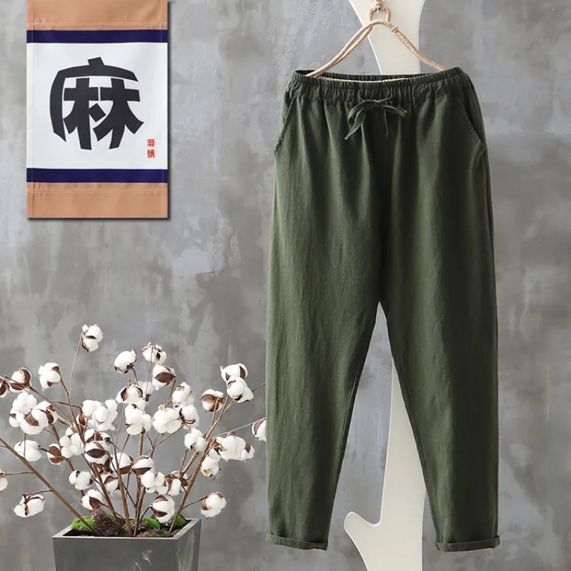 Neploe осенние женские брюки Pantalon Femme хлопковые льняные шаровары, брюки больших размеров на шнурке, женские свободные повседневные штаны 54594