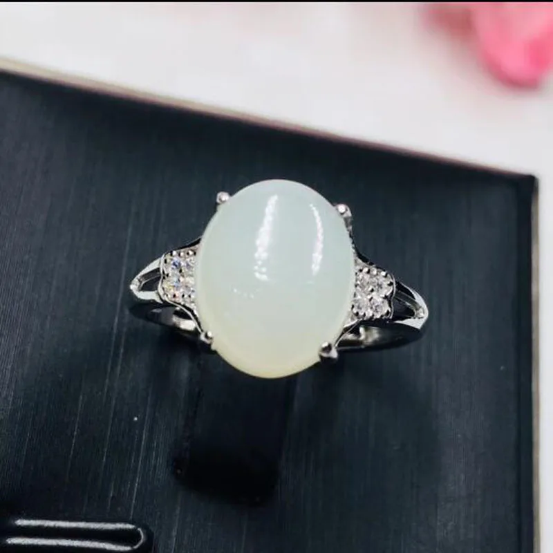 Натуральный 925 пробы серебро Хотан белый нефрит яйцо лапша халцедон инкрустация