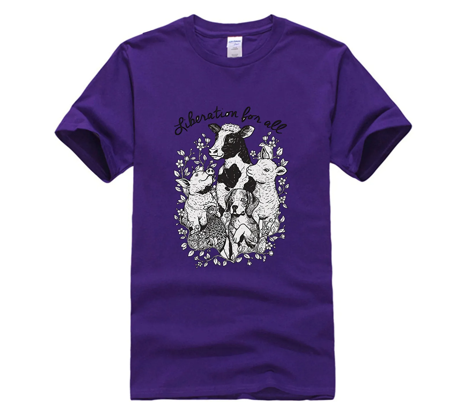 

mans Liberation for All Shirt Vegan Shirt for Men Boy Short Sleeve Cool Tees Game Summer Fit Slim Men 100% Cotton T shirts