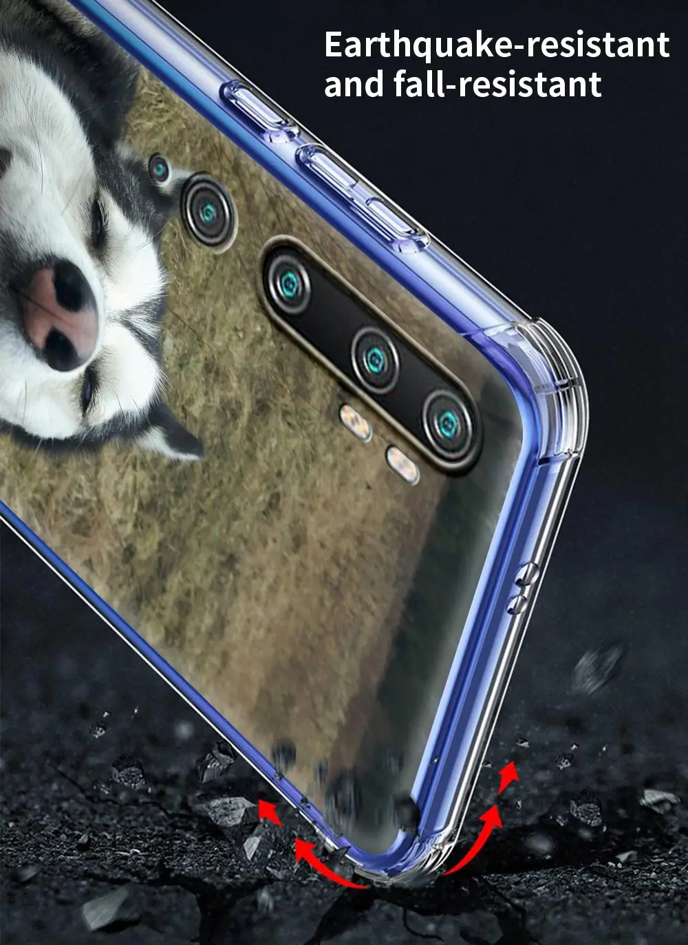 

Huskie Dog Airbag Phone Case for Xiaomi 9T Pro Note 10 Lite Pro 5G CC9E A2 Poco X2 M2 F2 Pro X3 NFC 10T Lite C3 Shell