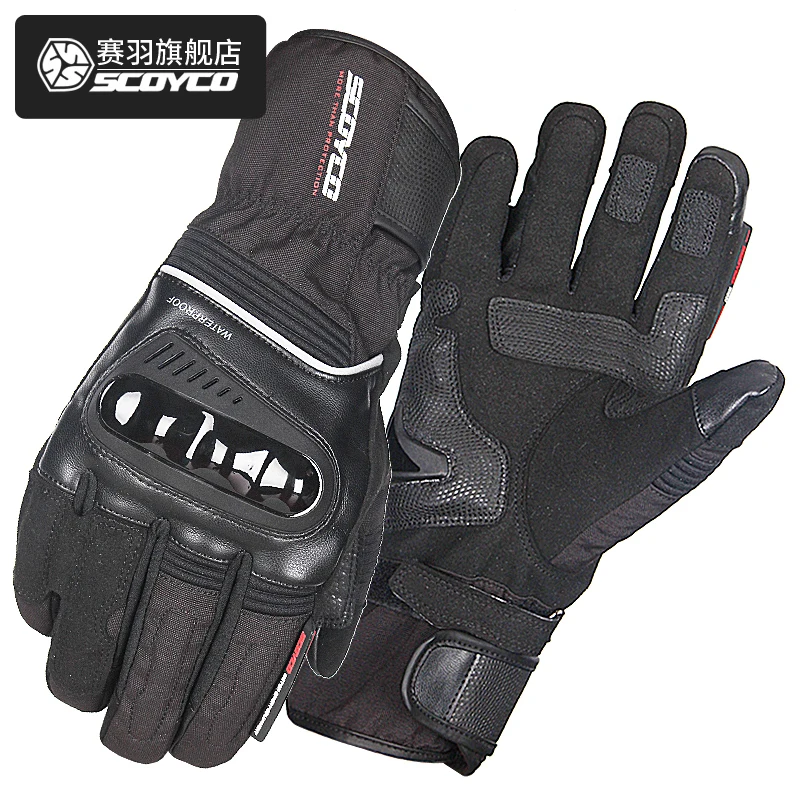 

SCOYCO 21 New Winter Waterproof Warm Gloves Windproof Motorcycle Gloves black Racing Gloves Genuine Leather Motorbike Gloves