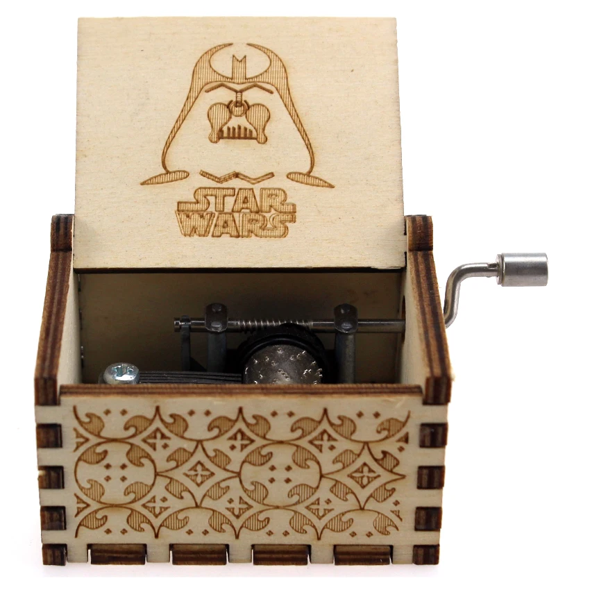 Star War Творческий антикварная резная деревянная игра престолов музыкальная шкатулка, Красавица и Чудовище рождественский подарок, подарок на год, подарок на день рождения - Цвет: Star War