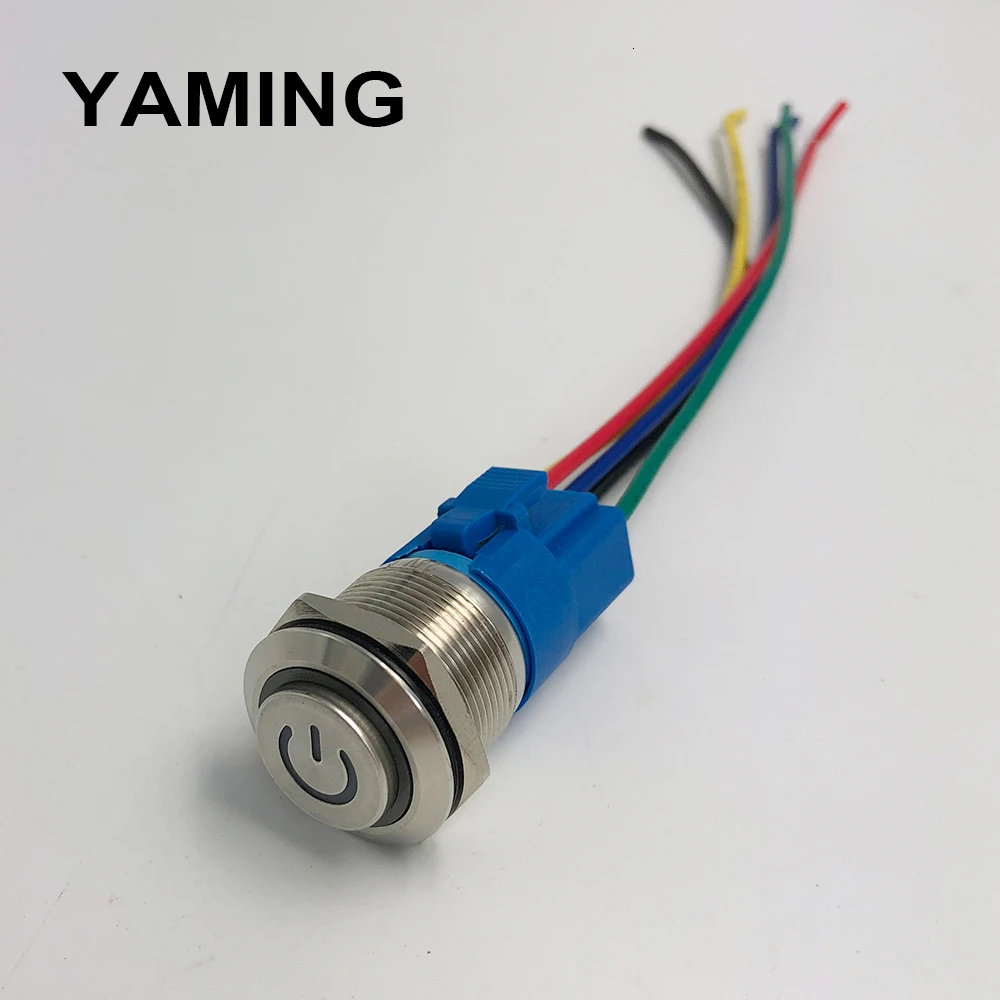 22 мм металлический кнопочный переключатель светодиодный светильник питания