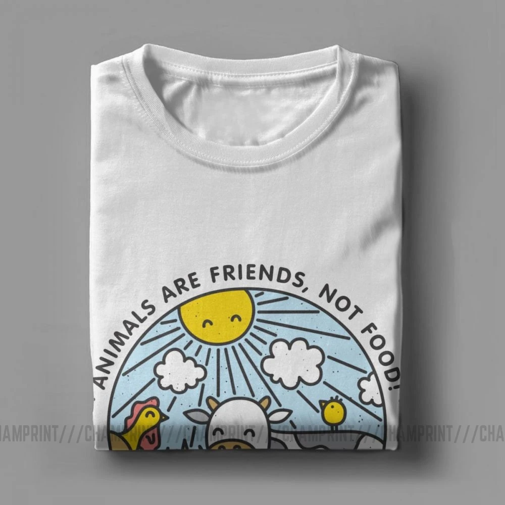 Go Vegan Animals Are Friends Not Food Мужская футболка винтажная хлопковая с короткими рукавами и