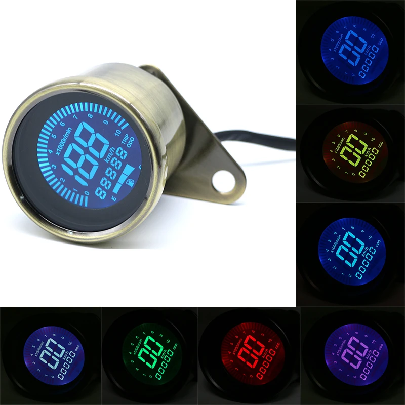 

Universal Motorcycle LCD Digital Speedometer Odometer Tachometer Motorbike Instrument Support