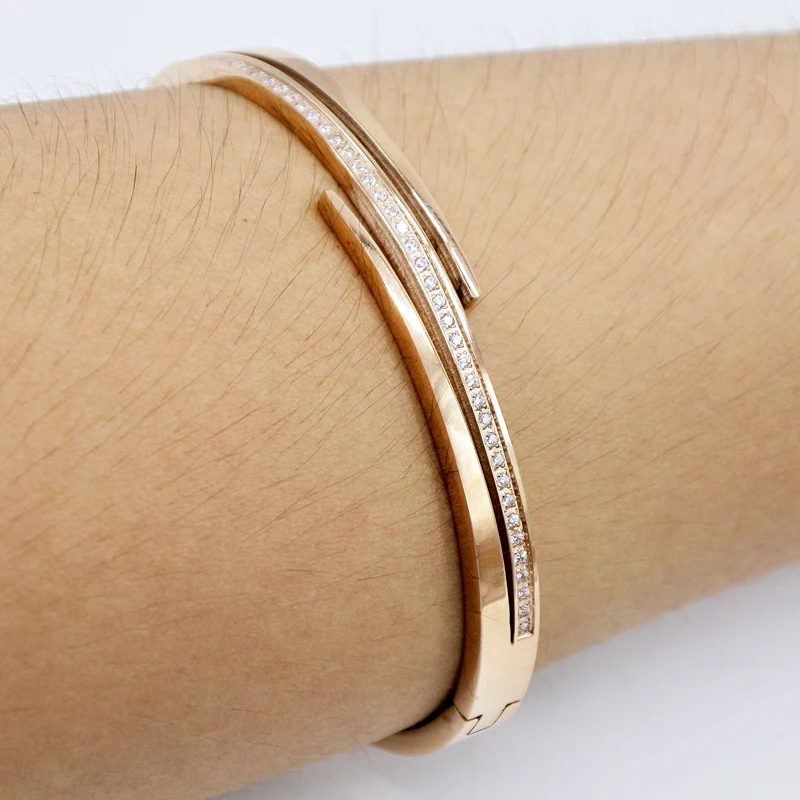 AMUMIU Bangles Rose Gold Bracelet Crystal Rhinestone Spiral Bangle for Women B066 | Украшения и аксессуары
