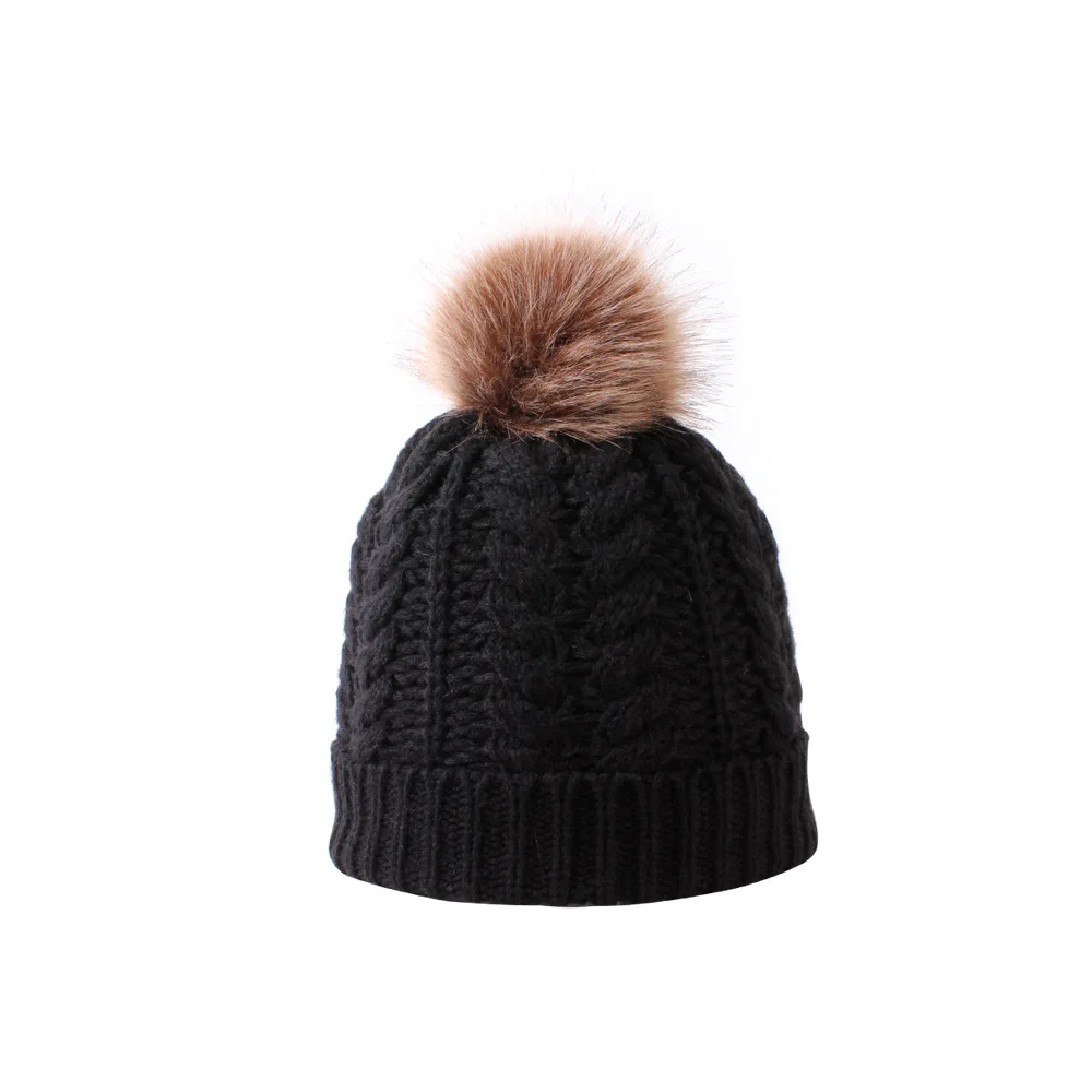 

Kids Winter Knitted Pom Beanie Kids Baby Toddler Cable Knit Childrens Pom Winter Hat Beanie 1-4 Years