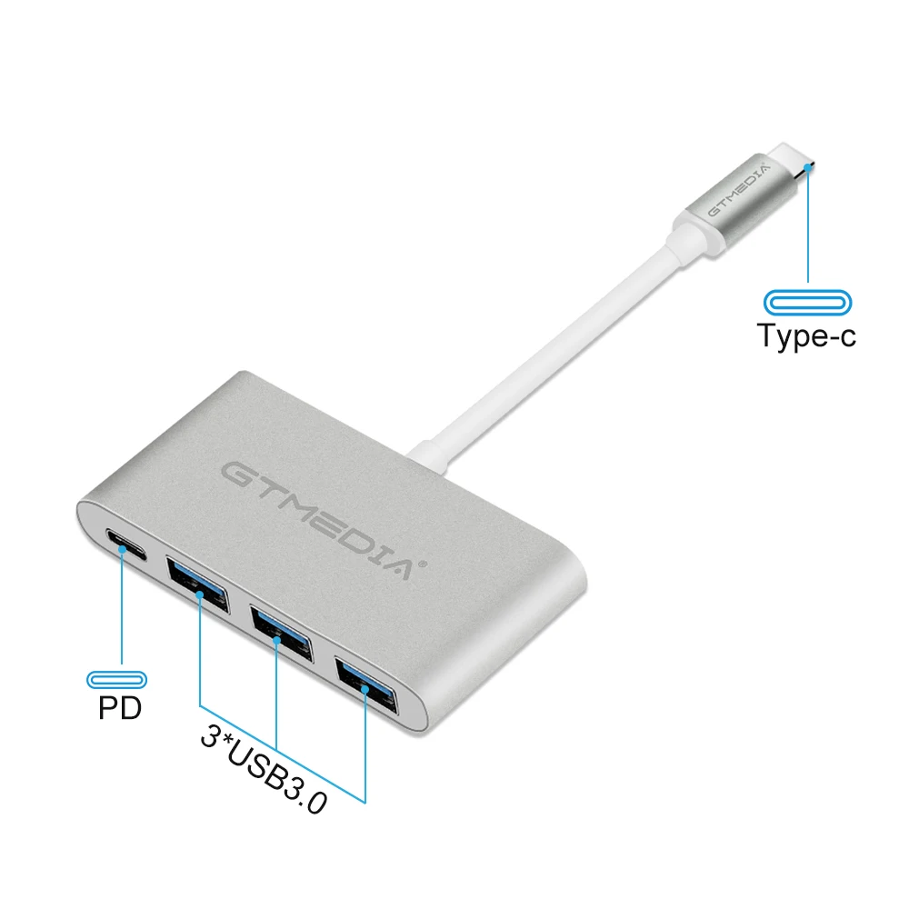 

Portable GTMEDIA USB HUB Adapter Type C to Multi USB 3.0 3 sports PD All in One for MacBook Pro Huawei PC Computer Accessories