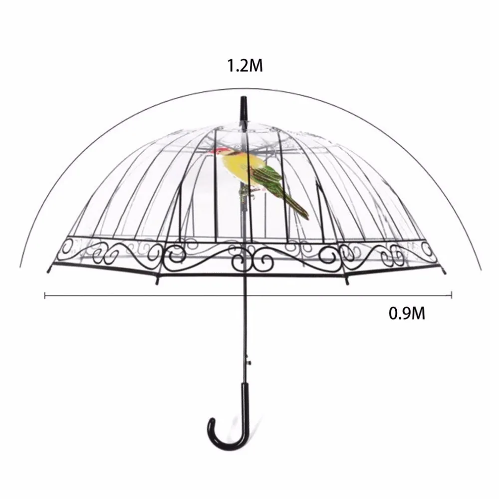 

Transparent Umbrella Plastic Clear For Sunny And Rainy Days Creative Umbrella Long-handle Apollo Bird In The Cage 50RR067