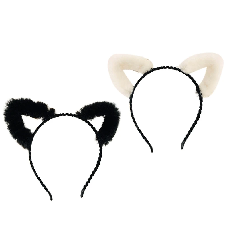 

Cartoon Cat Ear Shaped Hair Hoop Cute Washing Face Hair Holder Halloween Party Costume Headwear for Children Women