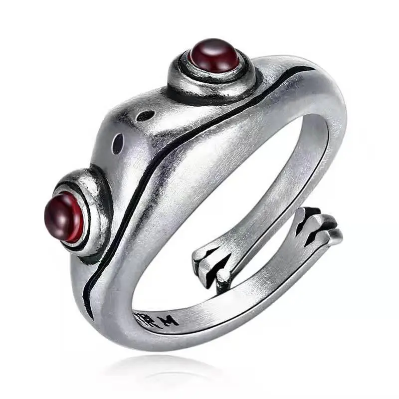 

Vintage Cute Frog Rings for Women Girls Luxury Crystal Red Eyes Adjustable Ring Women's Simple Metal Jewelry Accessories Gifts
