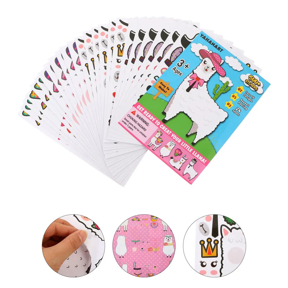 

25pcs Alpaca Theme Make Your Own Decal DIY Mix and Match Sticker for Kids