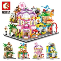 childrens educational small particles city street view set building blocks candy house toy store creative architectural gift
