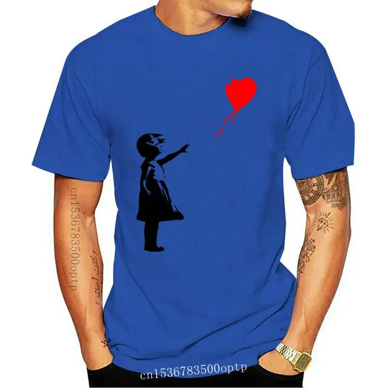 

New Mens Girl And Balloon Print Cotton Summer T-shirts 2021 Hipster Casual Clothing Fashion Harajuku Tops tees Hip Hop Leisure H