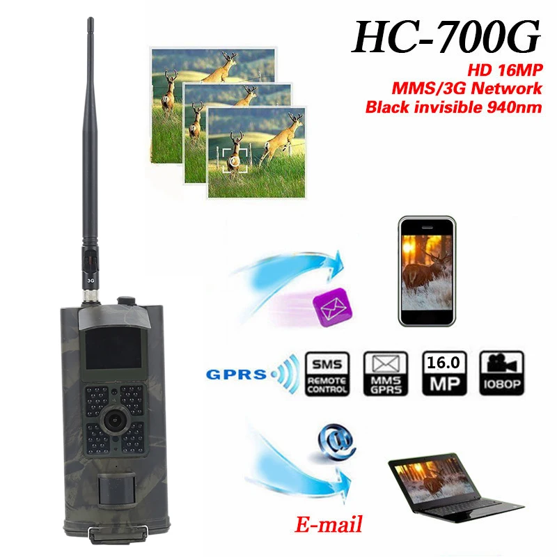 Охота Камера 3G HC700G новые Suntek HD 16MP Trail GPRS MMS SMTP SMS 1080P Ночное видение 940nm фото ловушки #