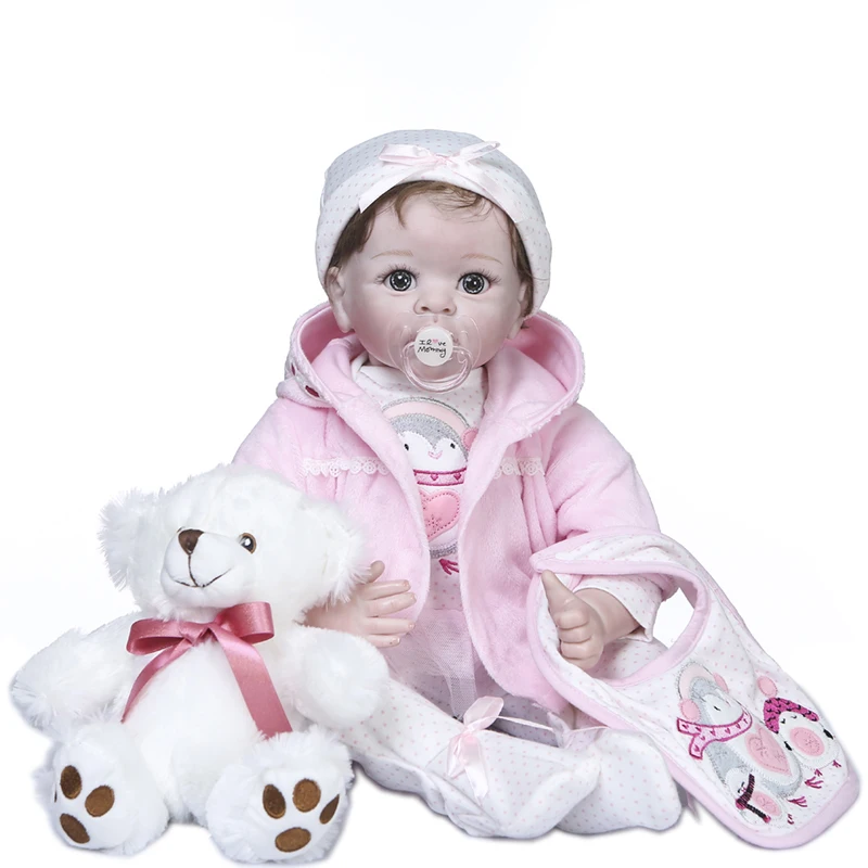 NPK новый дизайн 55 см Pinky Bebe кукла новорожденная девочка в розовом платье комплект