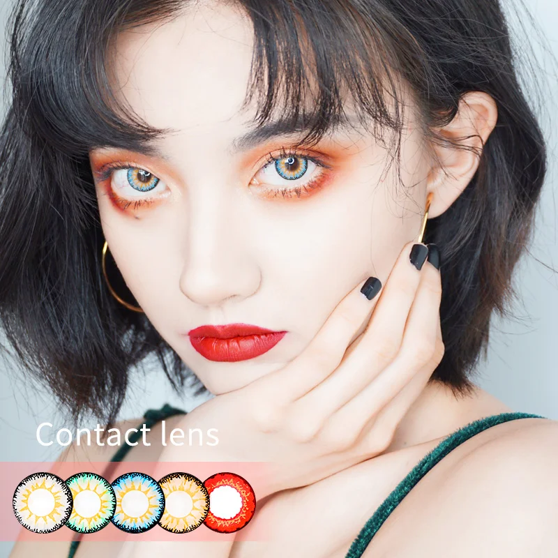 Красивые цветные контактные линзы для зрачков Женские разноцветные вечерние 14 5