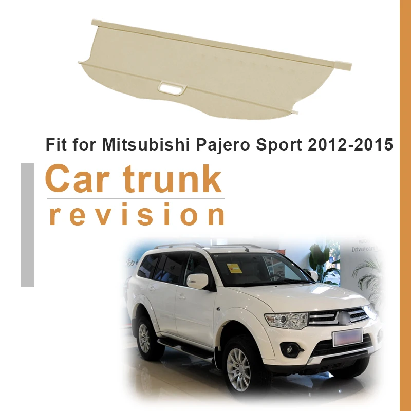 

OUIO 1Set Car Rear Trunk Cargo Cover For Mitsubishi Pajero Sport 2012 2013 2014 2015 Black Security Shield Shade Accessories