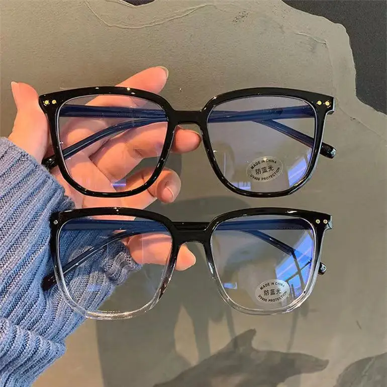 투명한 컴퓨터 안경 프레임 여성 안티 블루 라이트 스퀘어 안경 차단 안경 광학 스펙타클 안경