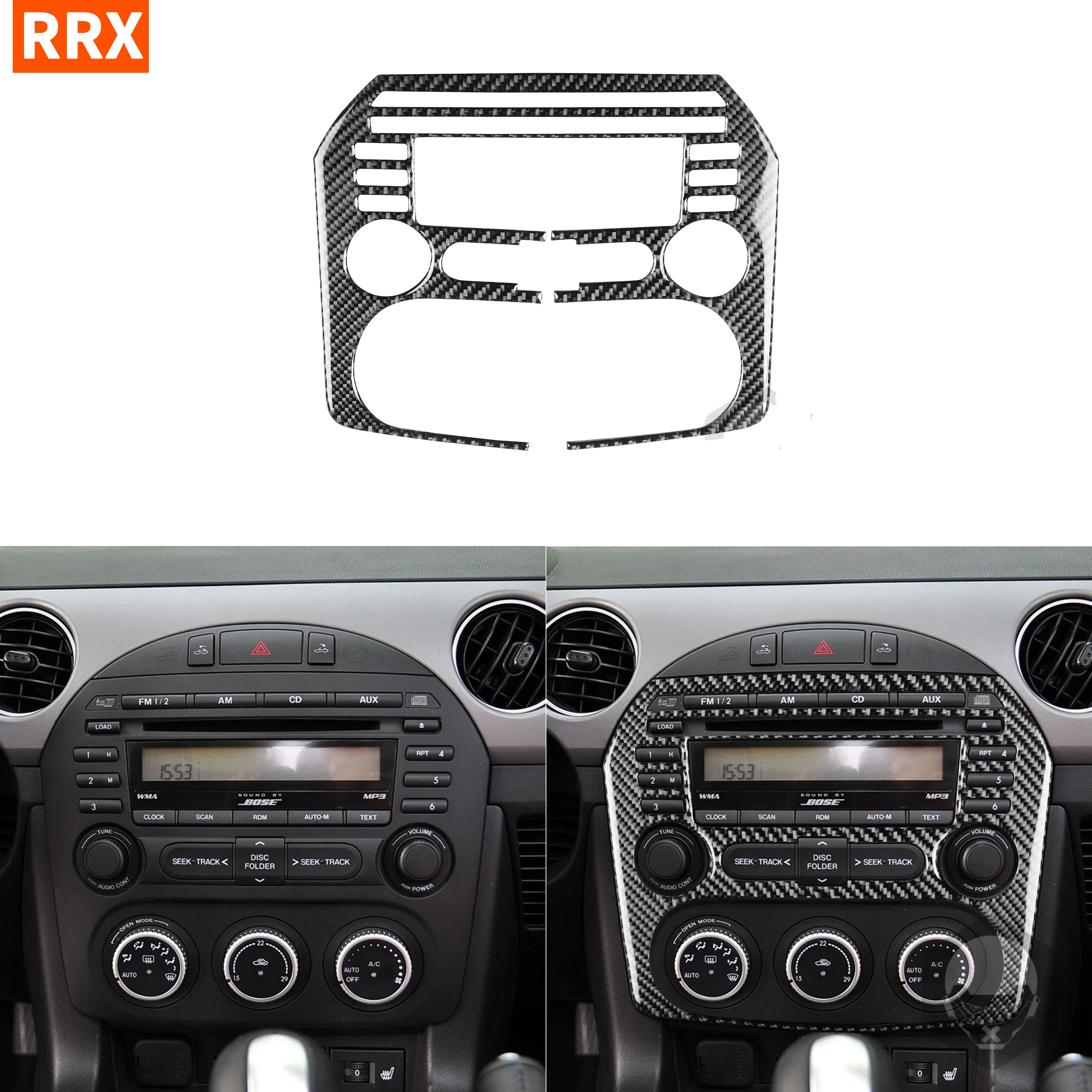 

For Mazda MX-5 Miata MX5 NC 2009 2010 2011 2012 2013 2014 2015 Carbon Fiber Sticker Central Control CD Player Panel Button Frame