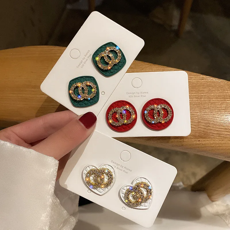 С украшением в виде кристаллов геометрические серьги гвоздики для женщин 2020