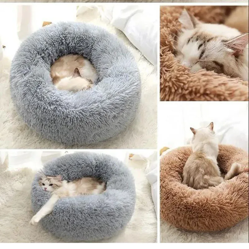 

Round Cat Beds House Soft Long Plush Best Pet Dog Bed For Dogs Basket Pet Products Cushion Cat Bed Cat Mat Animals Sleeping Sofa