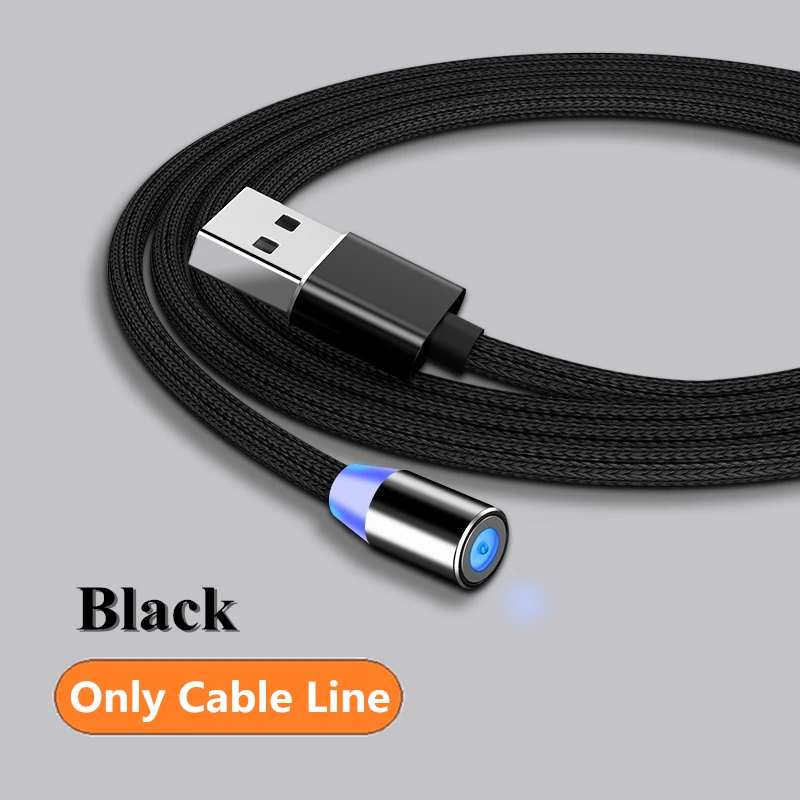 Быстрая зарядка USB кабель для Iphone TYPE-C Micro USB кабель для передачи данных магнитный разъем для Xiaomi Redmi samsung oppo зарядное устройство 1 м 2 м линия - Цвет: Black Line