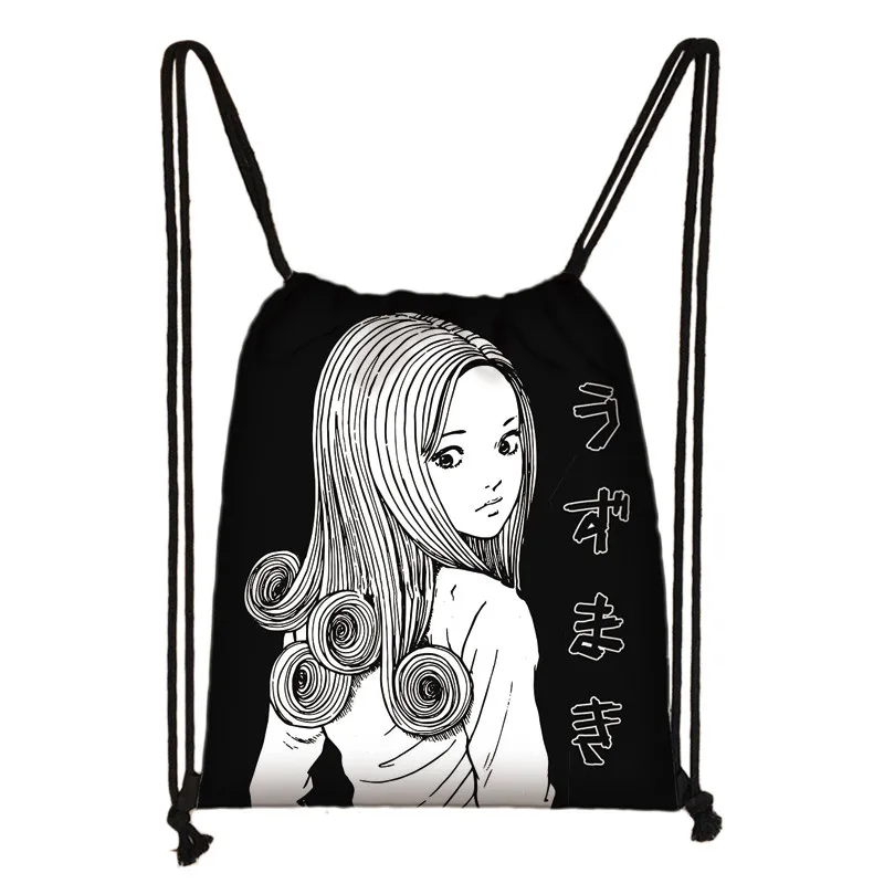 skdmanga17 Horror manga drawstring сумка Junji Ito Женская и мужская сумка для хранения Jorogumo/slug девушка холщовый рюкзак дорожный рюкзак Подростковая сумка - Цвет: skdmanga17