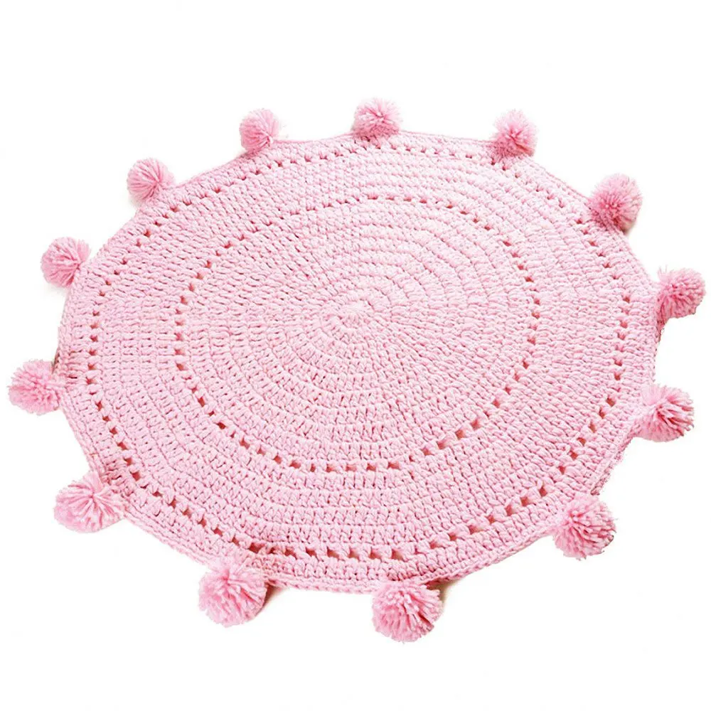 Помпон игровой коврик Коврики ручной работы детское вязаное одеяло украшение