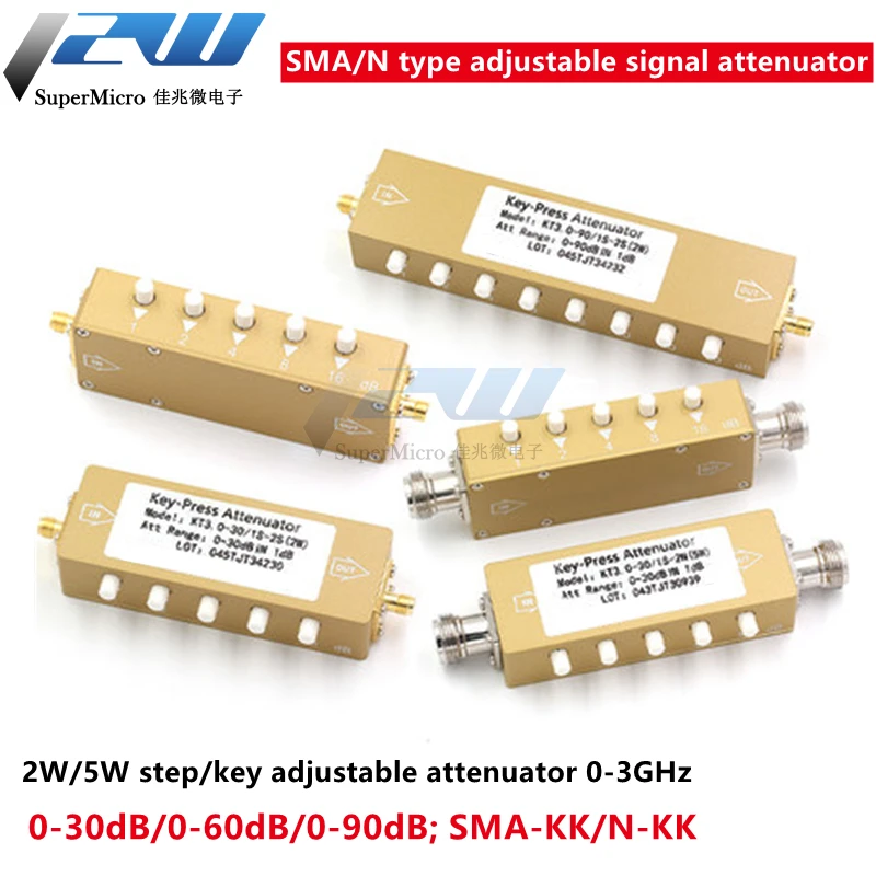 Регулируемый регулятор сигнала SMA/N 0-30 дБ 0-60 0-90 регулируемый шаговый 2 Вт/5 Вт 0-3 ГГц