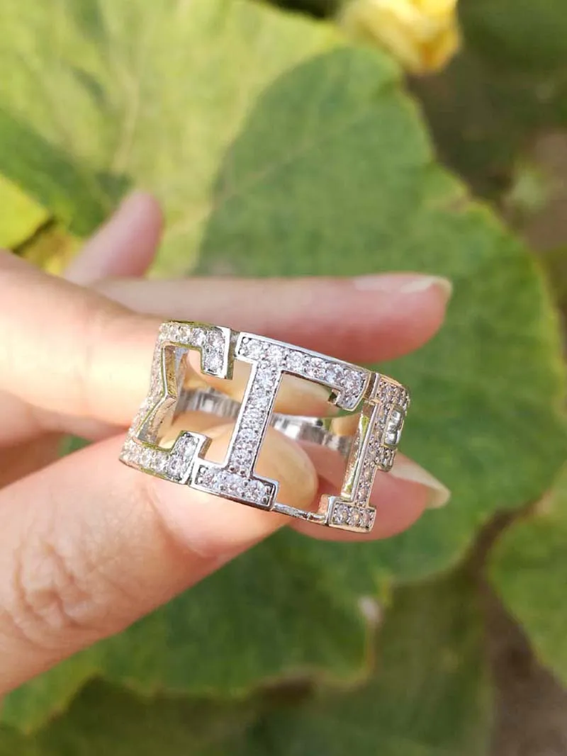 Topvekso греческая высшее качество кубический цирконий на заказ ilver Sorority кольцо