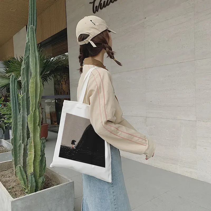 

Canvas bag female Korean version ins style shoulder bag Harajuku ulzzang college students shoulder bag Japanese style