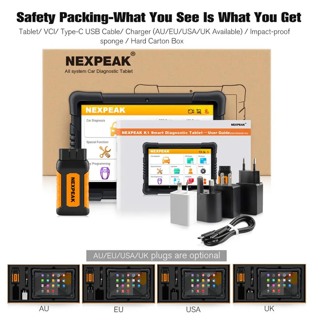 Диагностический сканер NEXPEAK K1 Pro OBD2 прибор для диагностики автомобиля подушек